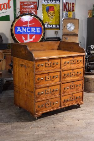 meuble de metier a tiroirs ancien en pin 1