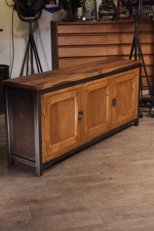 creation enfilade 3 porte bois ancien et metal